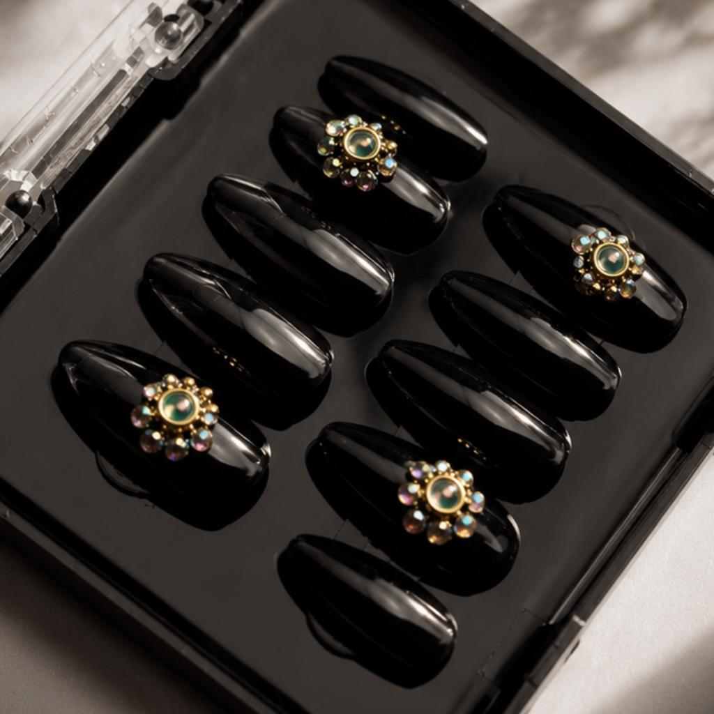 Black with flowers shine
