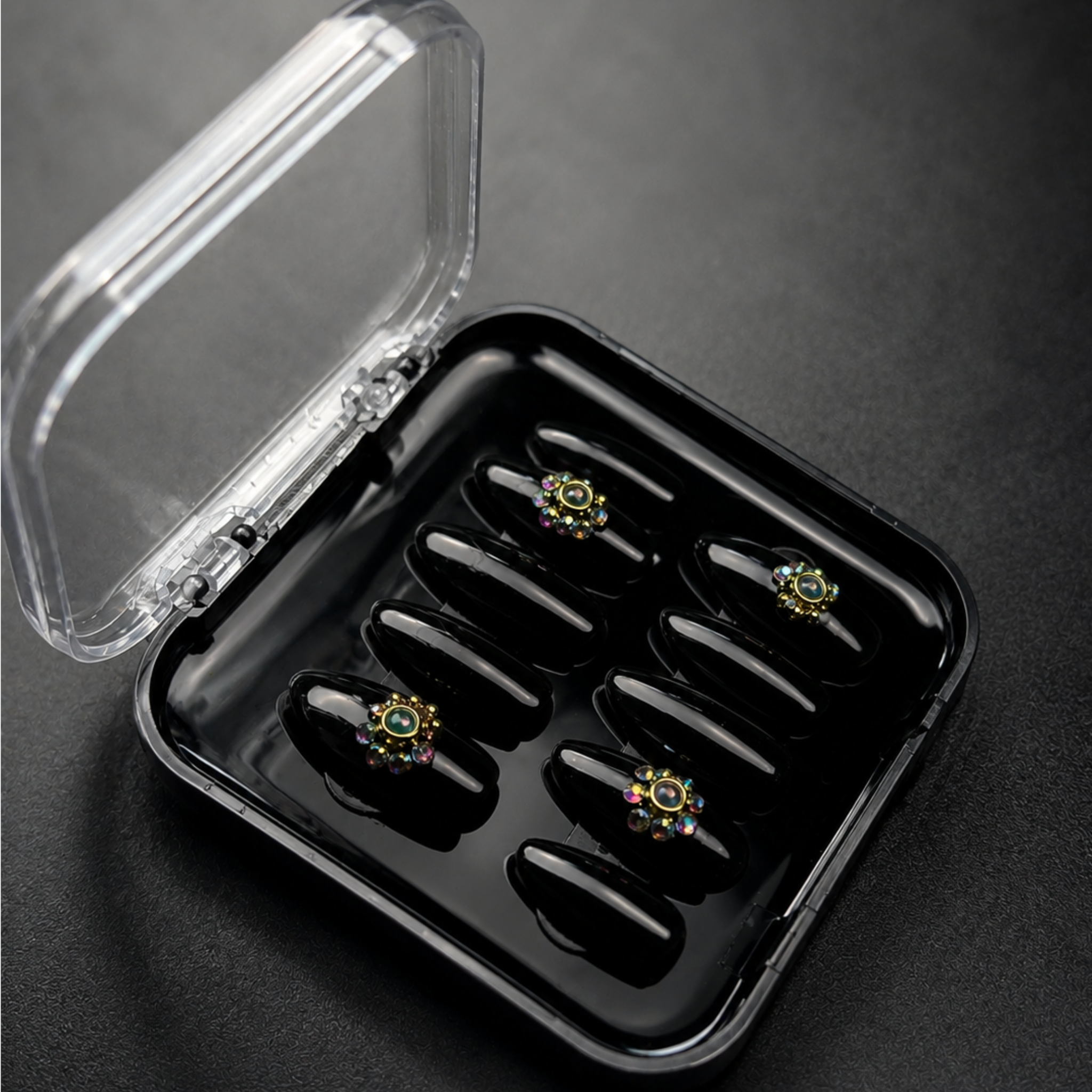 Black with flowers shine