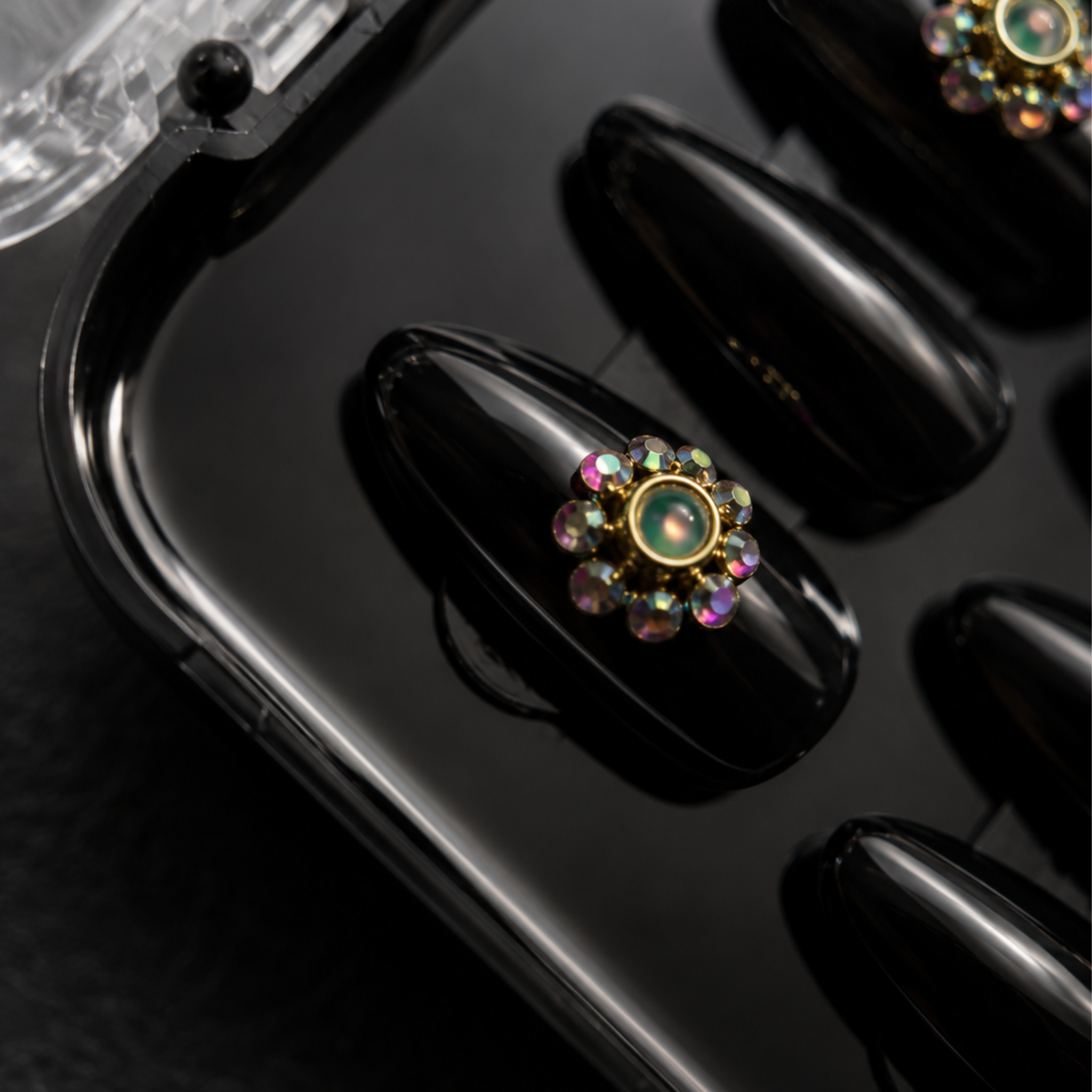 Black with flowers shine