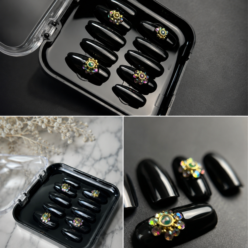 Black with flowers shine